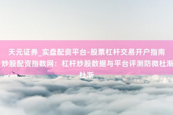 天元证券_实盘配资平台-股票杠杆交易开户指南 炒股配资指数网：杠杆炒股数据与平台评测防微杜渐